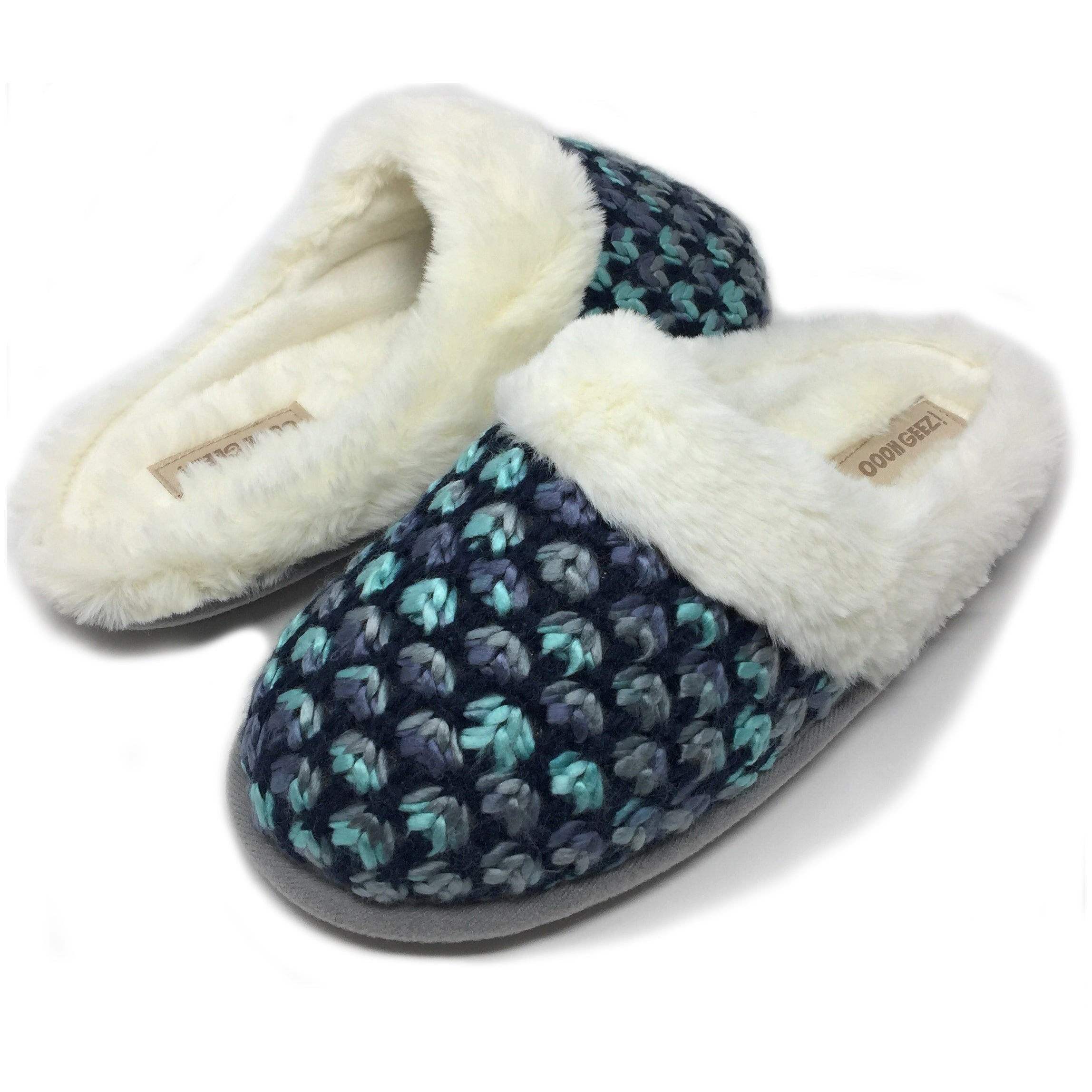 Mermaid Tail Blue Woven Slip on Slippers for Women, Size Large