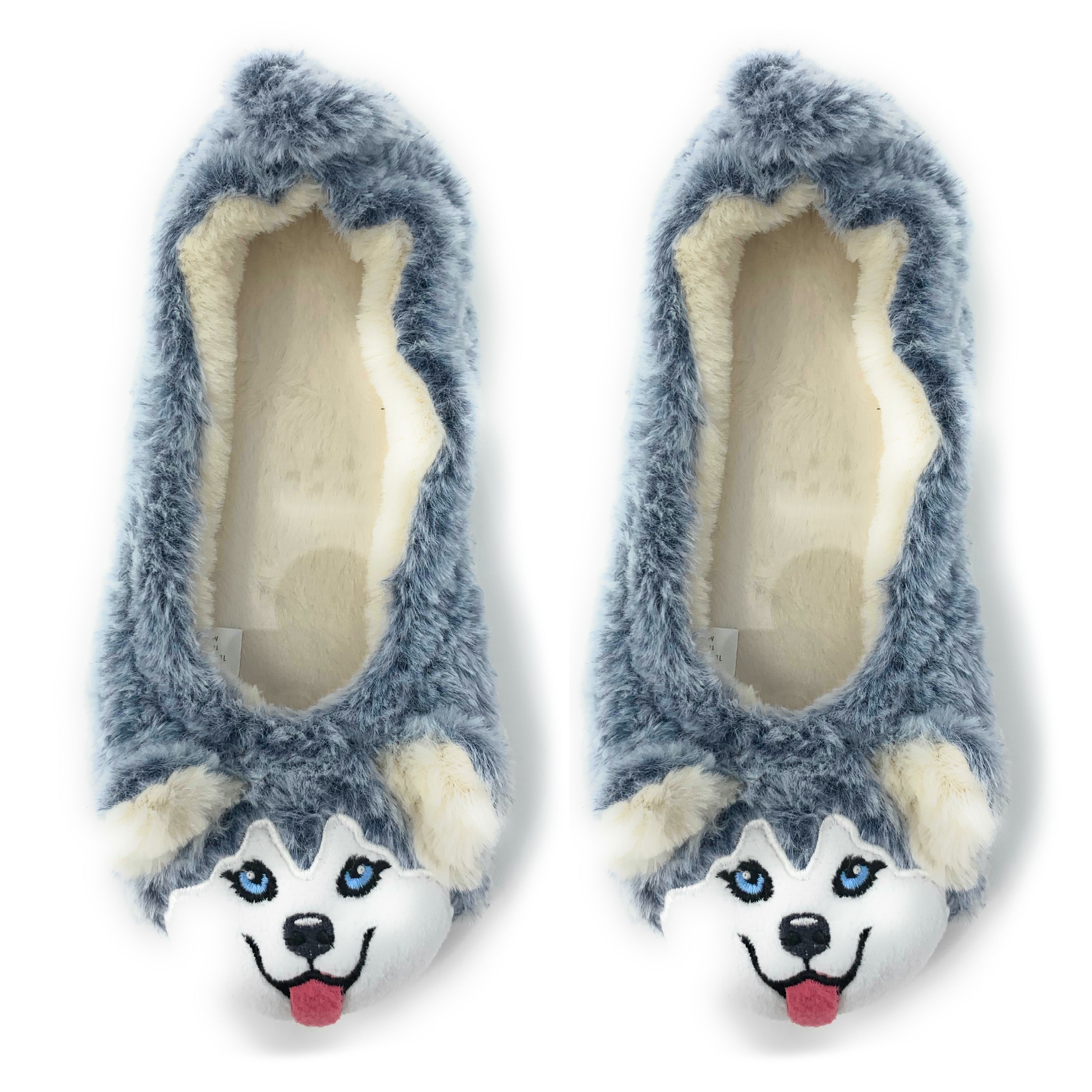 Husky Plush Slippers | House Shoes | Oooh Yeah! Socks