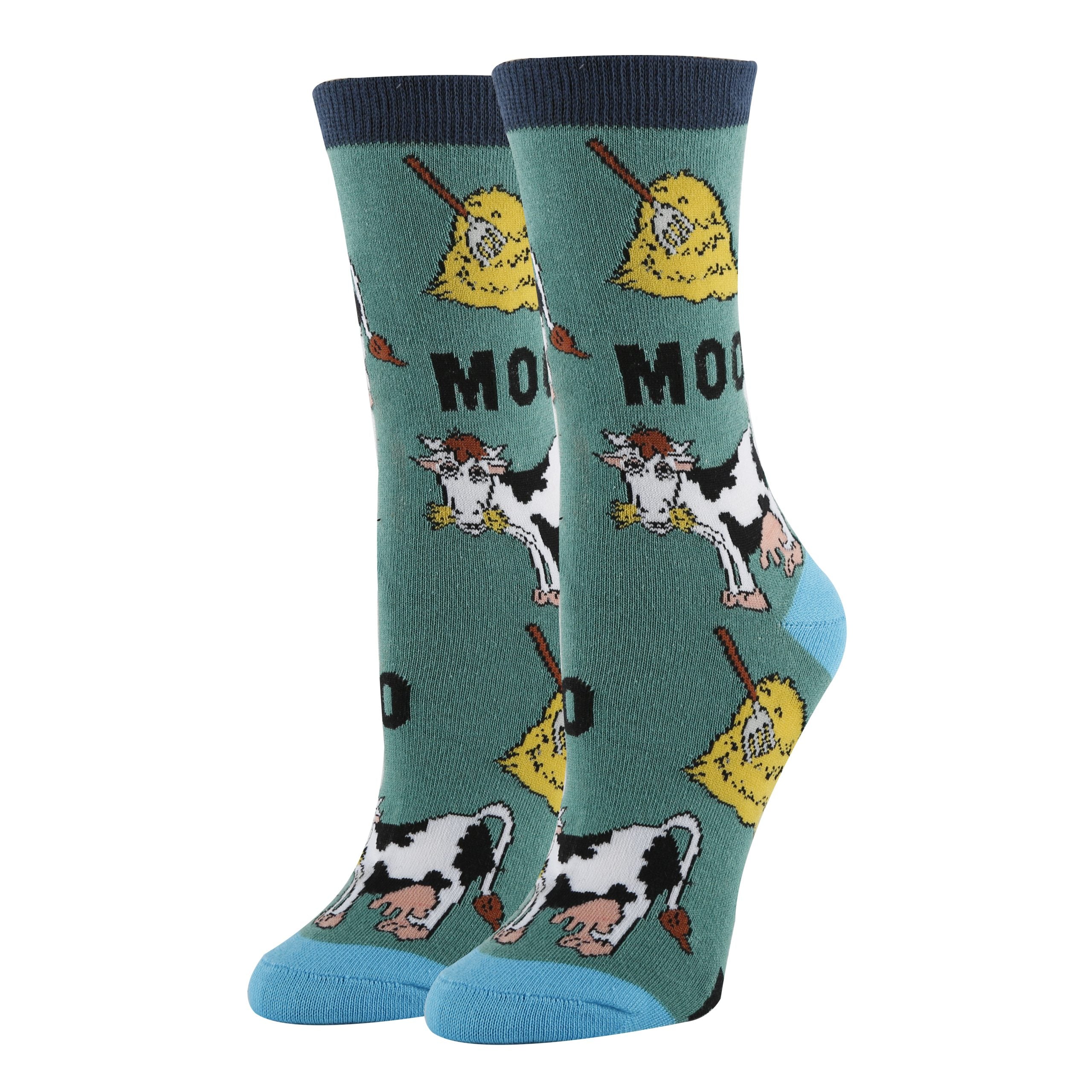 Mooo Socks | Funny Crew Socks for Women