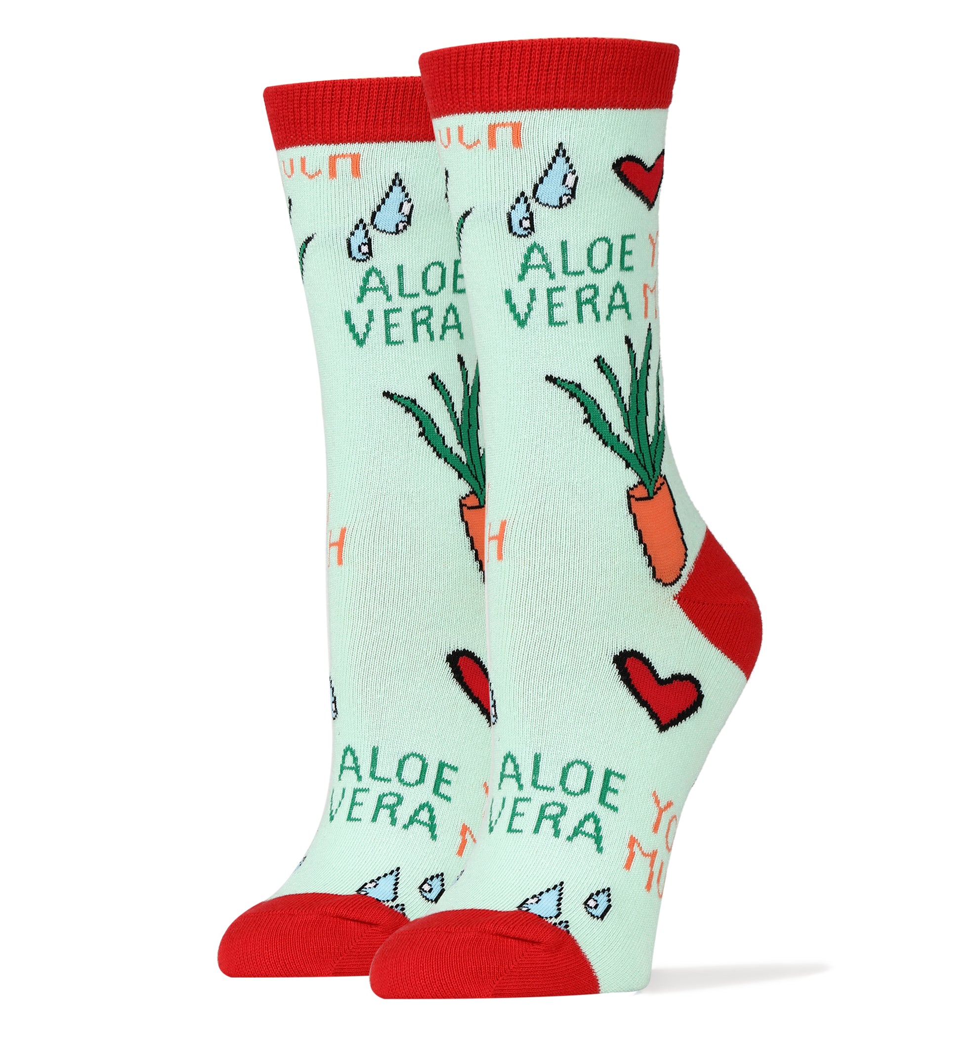 Aloe You Socks, Novelty Crew Socks For Women