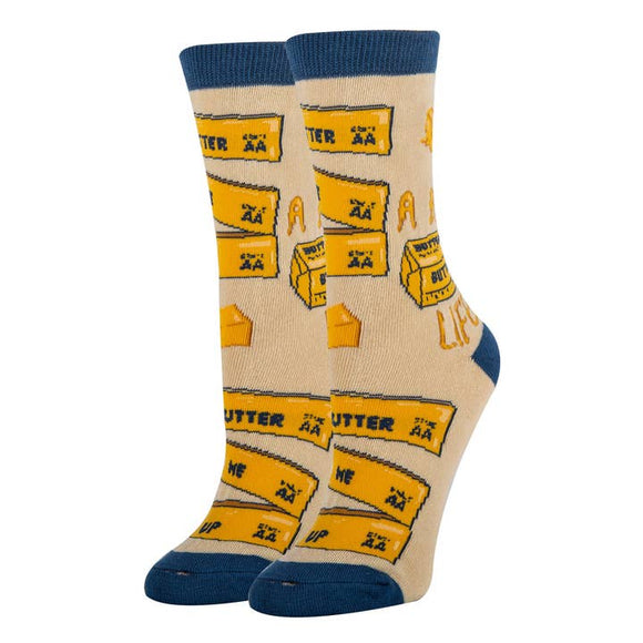 Butter Life Socks | Funny Crew Socks for Women