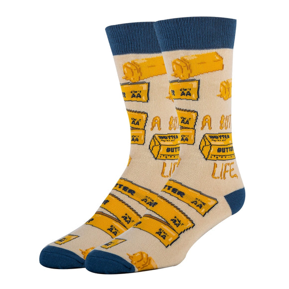 Butter Life Socks | Funny Crew Socks for Men