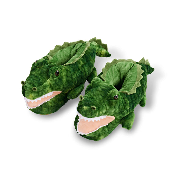 Green alligator-shaped Women's slippers 