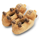 Pair of brown capybara slippers for boys and girls