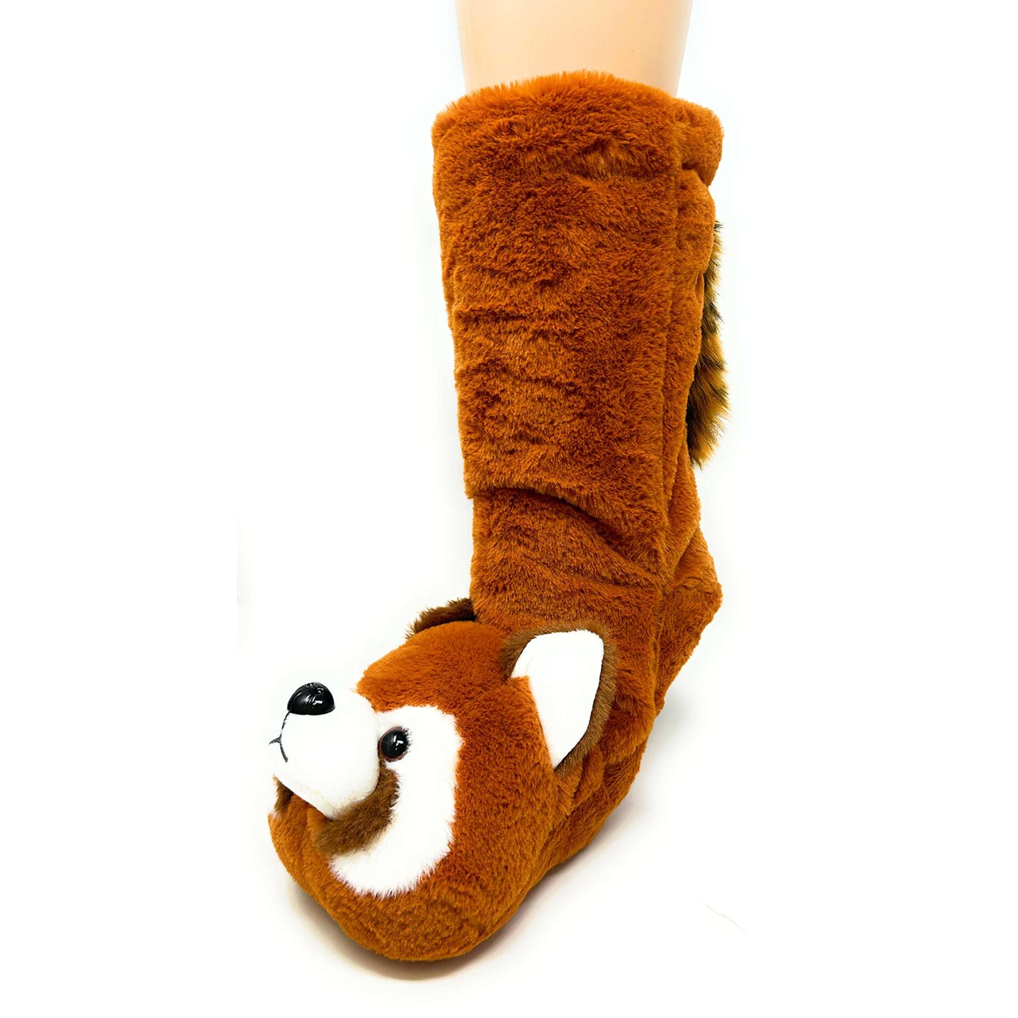 Red Panda Plush Slipper Socks for Women Oooh Yeah! Socks
