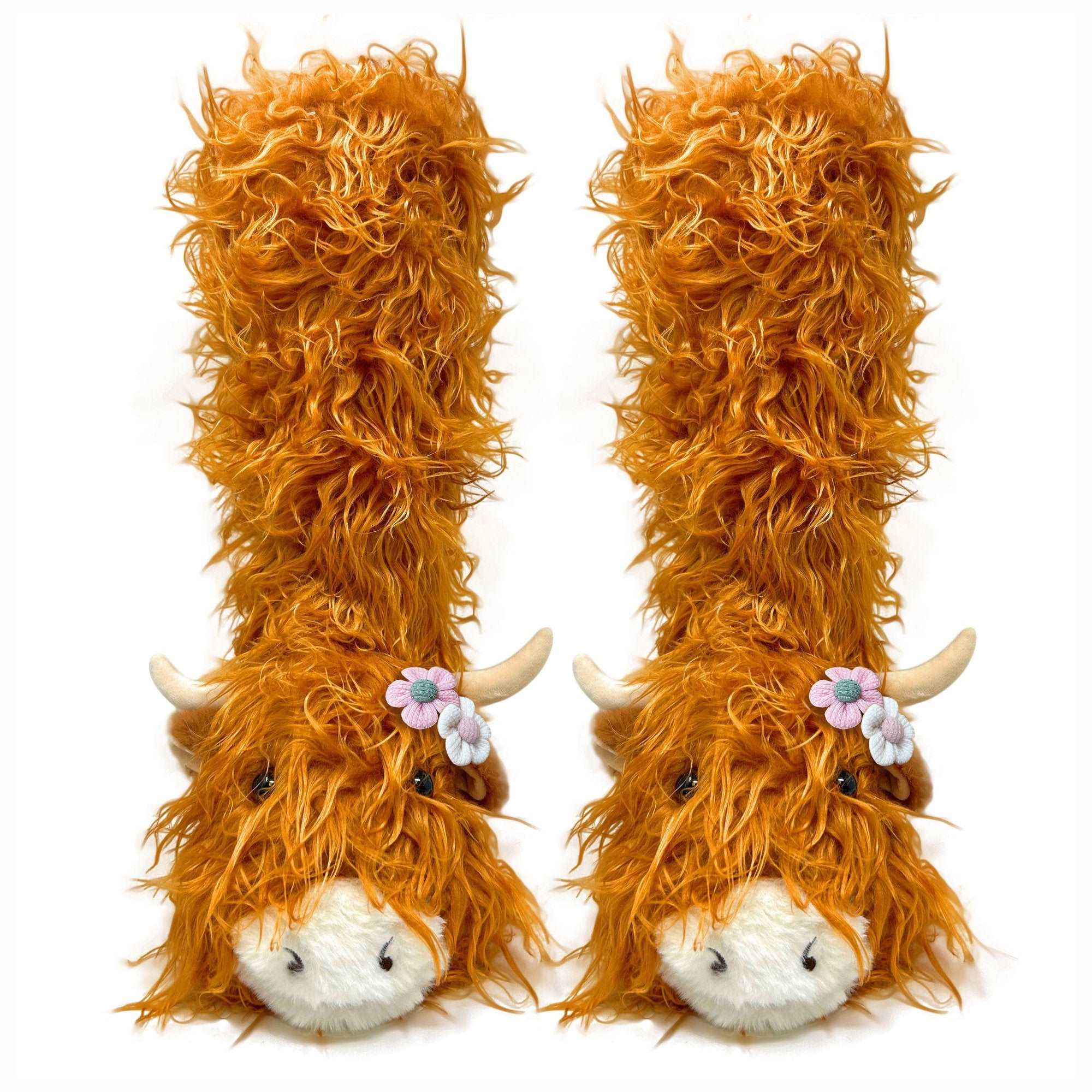 Highland Cow | Plush Non-Slip Slipper Socks for Kids