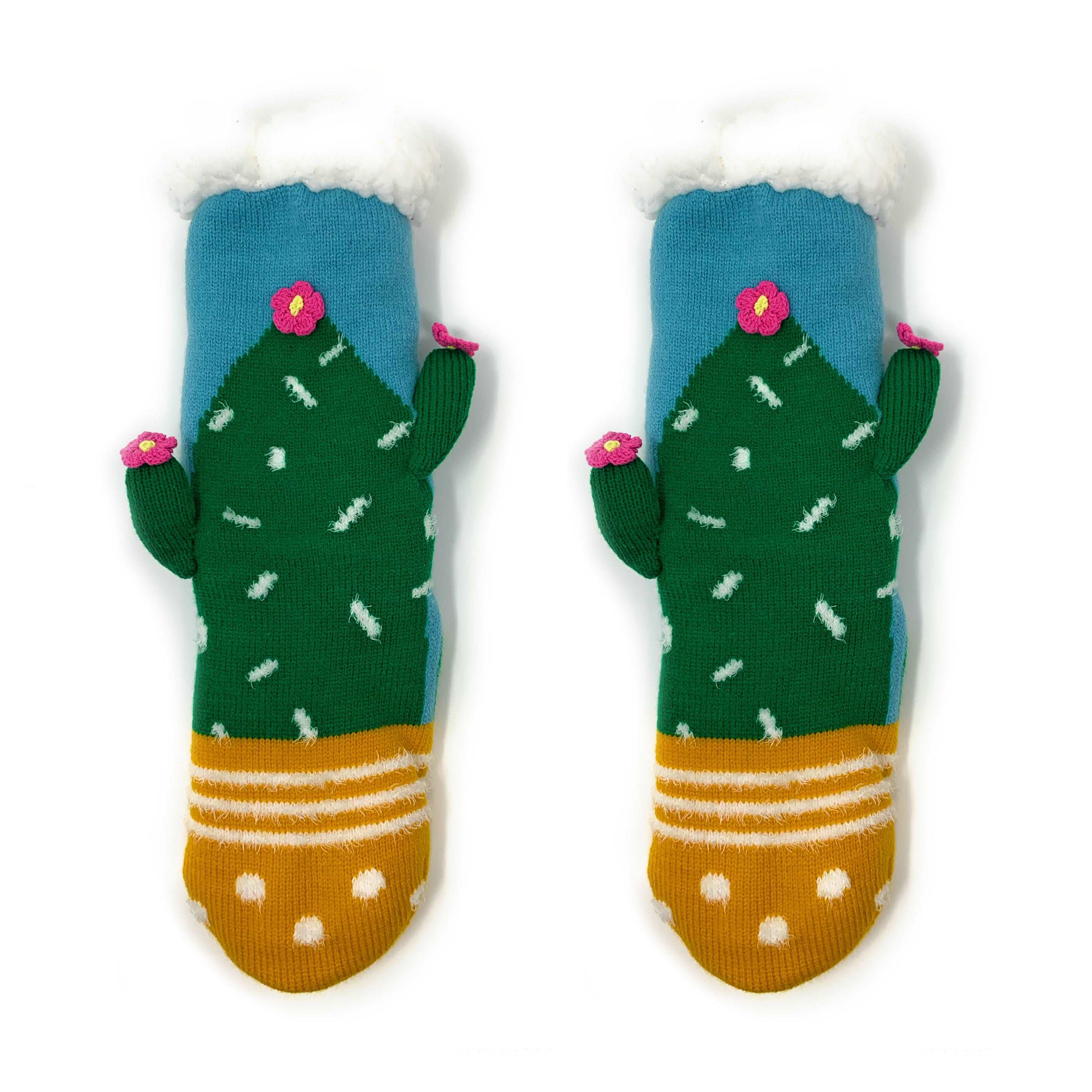 Cactus Hugs Sherpa Slipper Socks for Kids