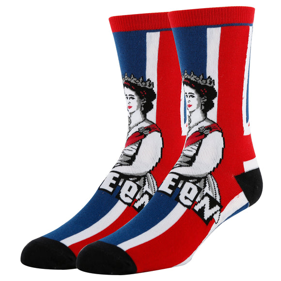 Queen E BLK Socks | Political Crew Socks For Men | Oooh Yeah! Socks