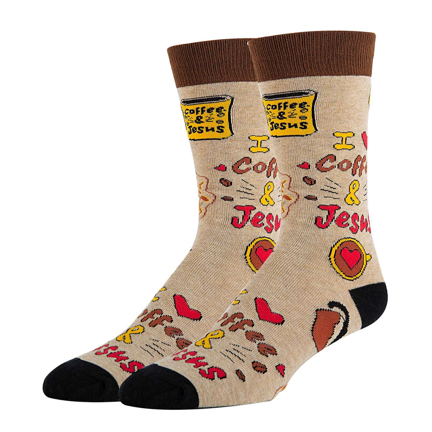 Coffee & Jesus Socks | Novelty Crew Socks For Mens