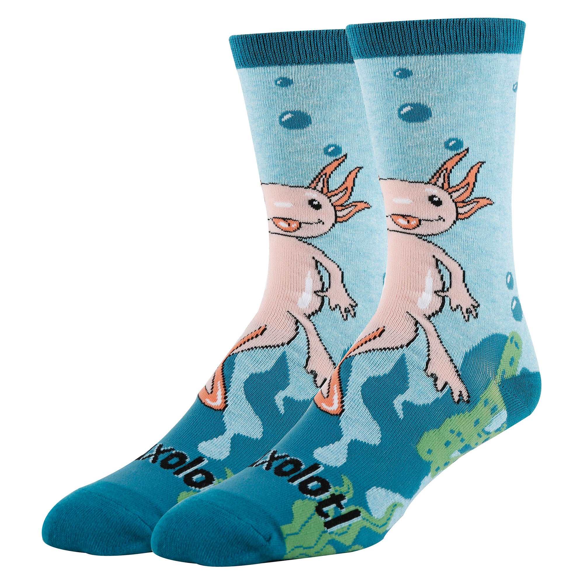 Axolotl Spirit Socks | Funny Crew Socks for Men