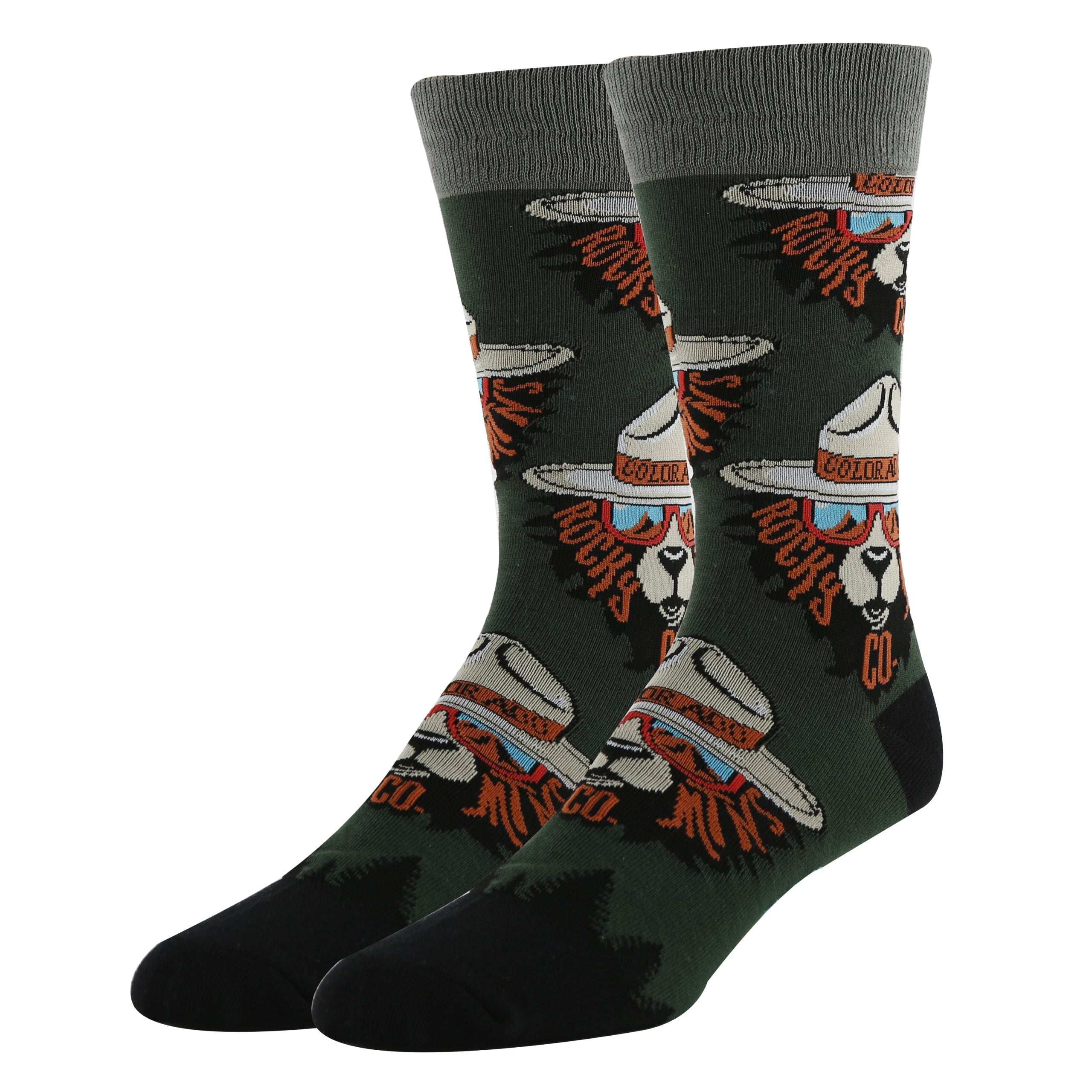 Rocky Mtn. Bear Socks | Funny Crew Socks for Men