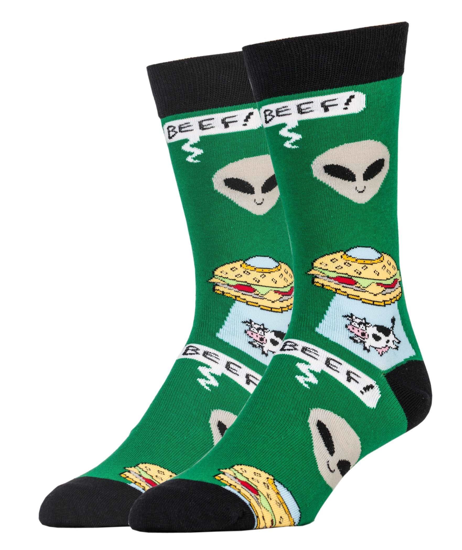 Beef Abduction Socks | Funny Crew Socks For Men