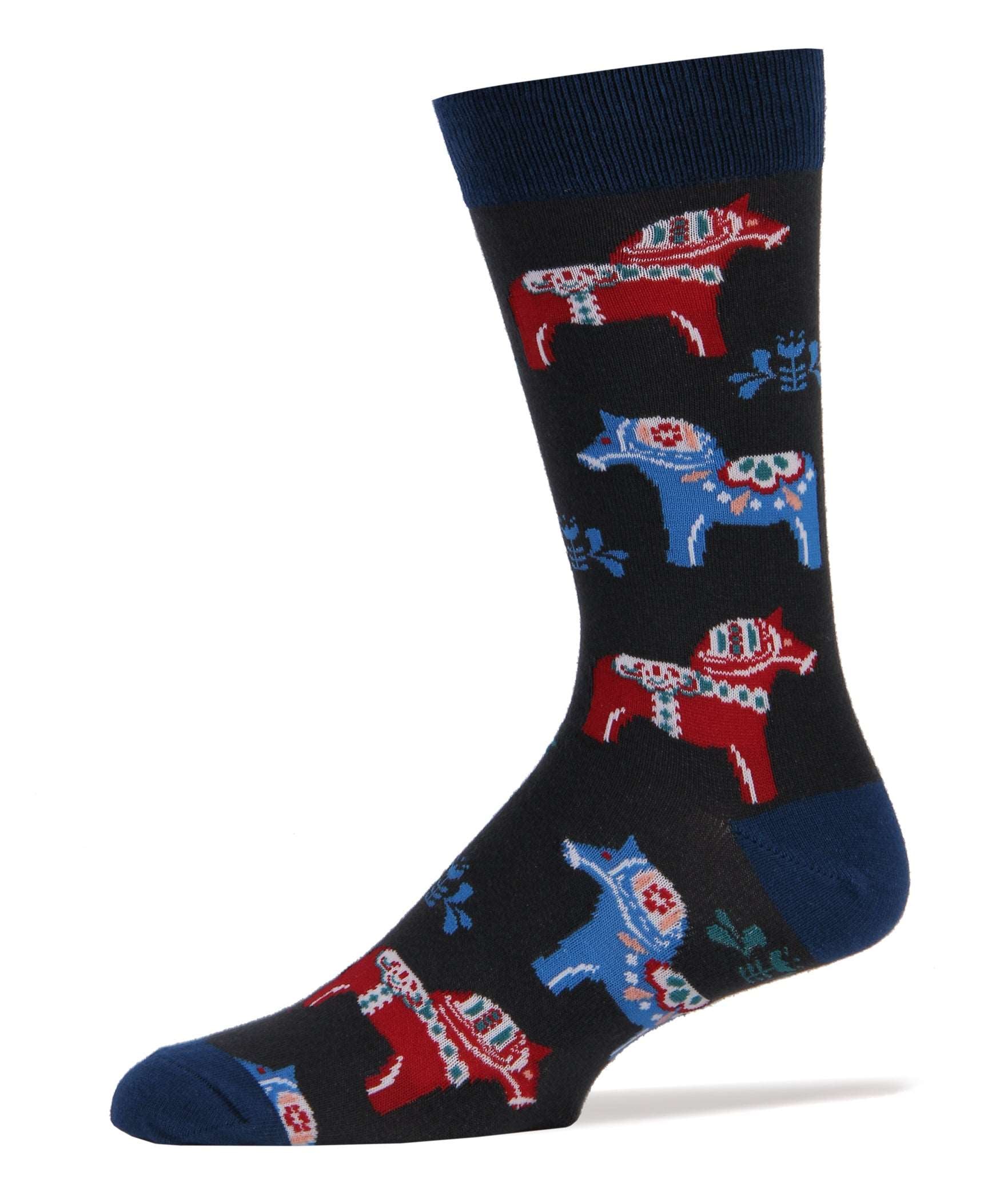 Dala Horse Socks | Novelty Crew Socks For Men