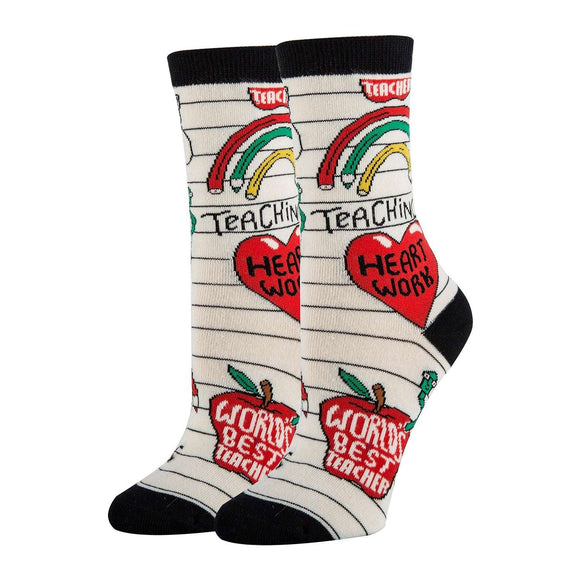 Heart Work Socks | Novelty Crew Socks For Womens