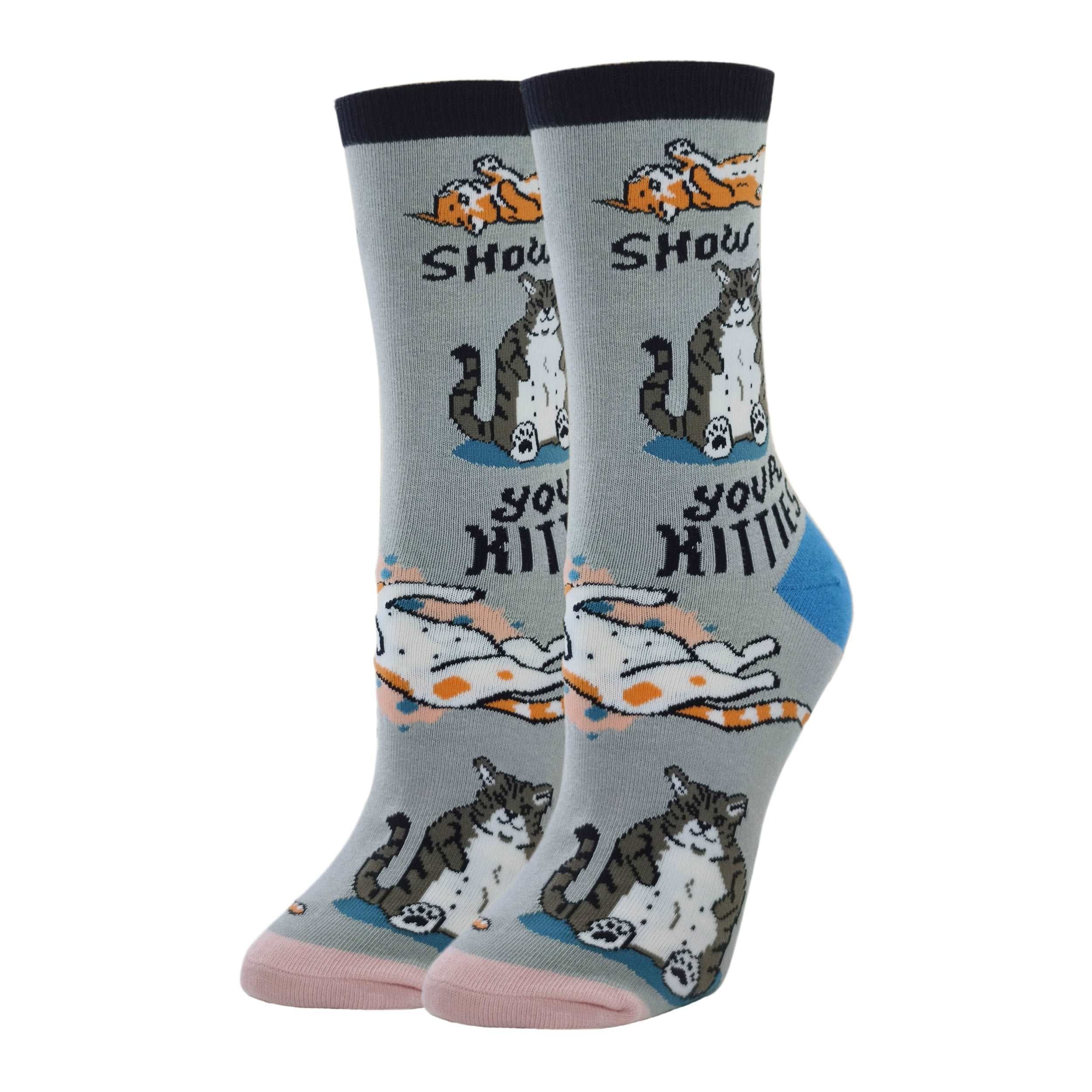 Kitties-Womens Crew Socks 