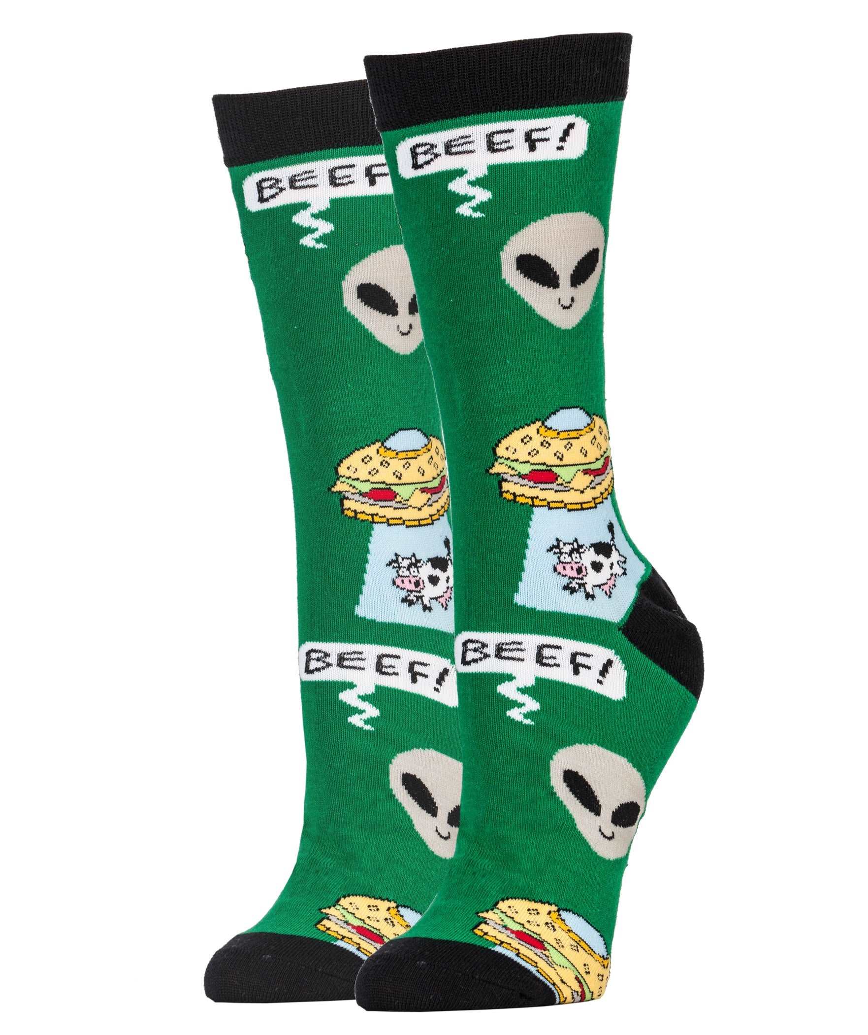 Beef Abduction Socks | Novelty Crew Socks For Women