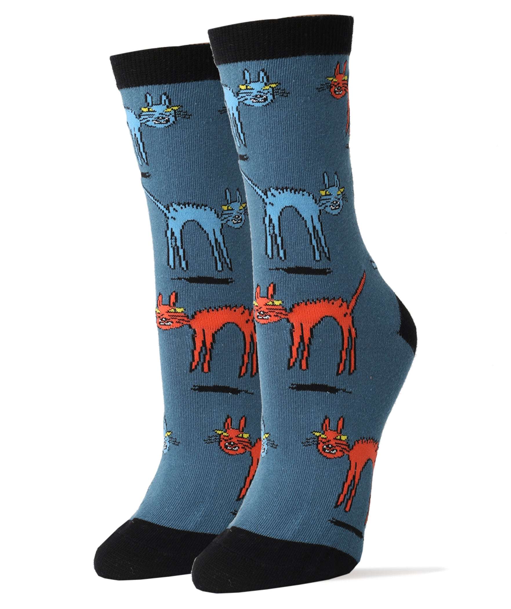 Cat Fight Socks | Novelty Crew Socks For Women