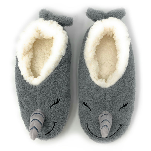 fløjte depositum Torrent Narwhal Fuzzy Animal Slippers for Women | Oooh Yeah! Socks