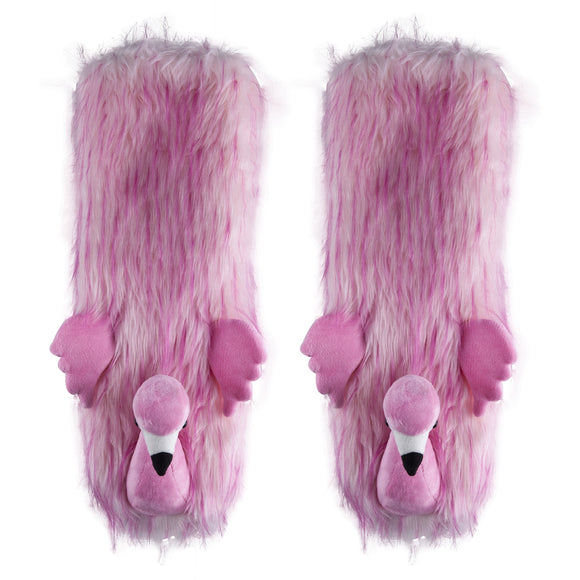 Flamingo Time Plush Sherpa Slipper Socks for Women