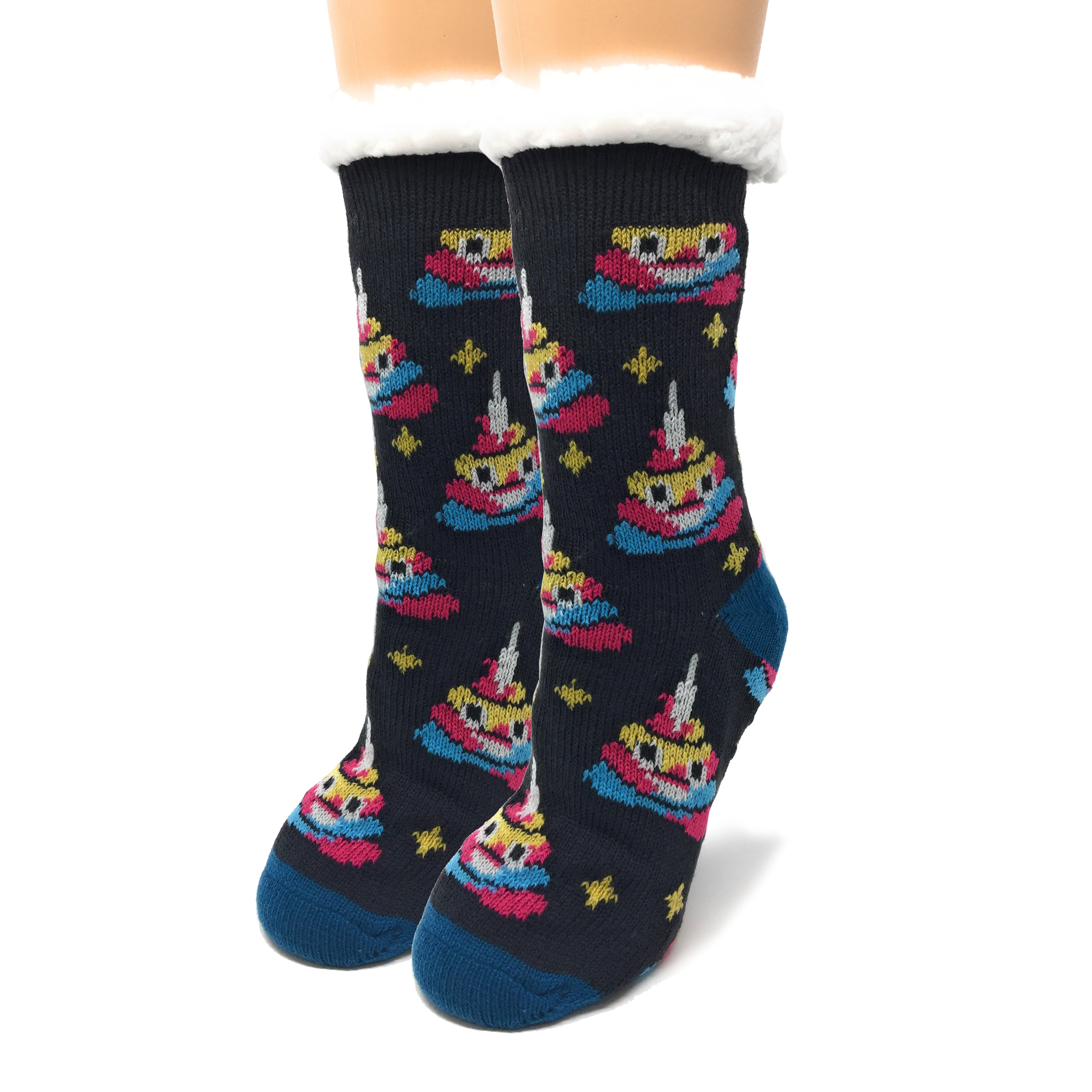 OoohGeez Womens Cozy Non-Slip Glows in Dark Slipper Socks, Avocado Life,  Funny Sherpa Crazy Slippers 
