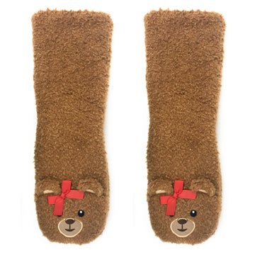 Teddy Burr Plush Sherpa Slipper Socks for Women
