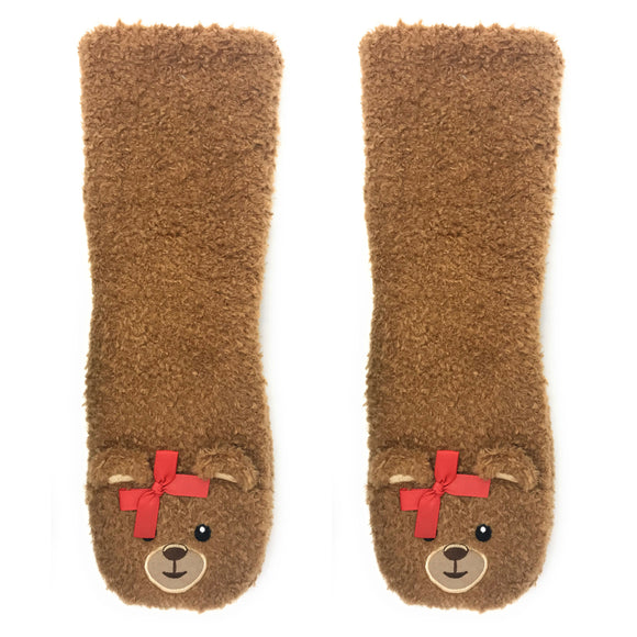 Teddy Burr Plush Sherpa Slipper Socks for Women