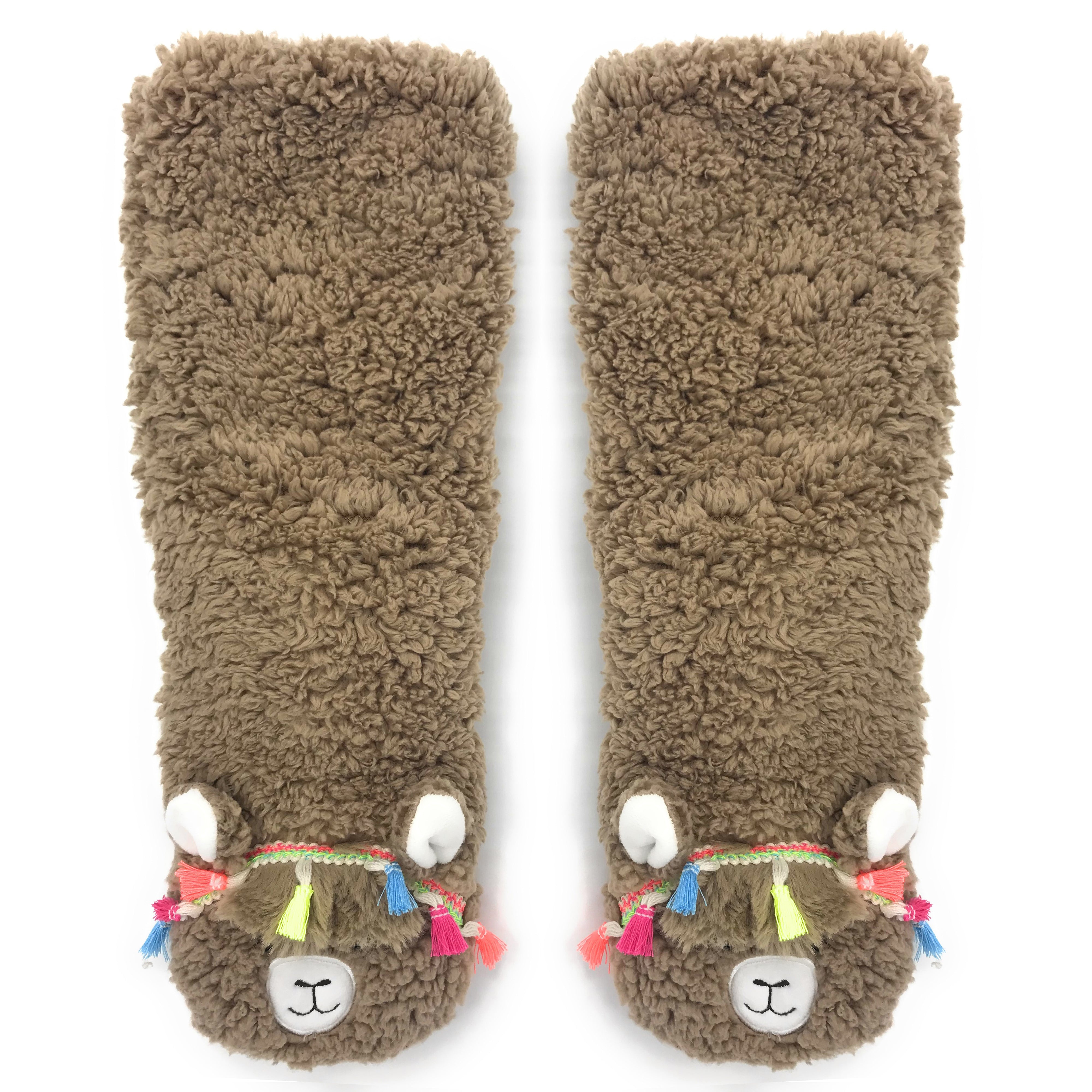 Sherpa Lined Animal Lurex Glitter Slipper Socks with Grippers
