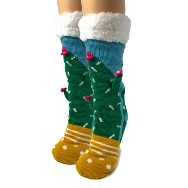 Cactus Hugs 3D Pop Sherpa Slipper Socks | Women | Oooh Yeah!