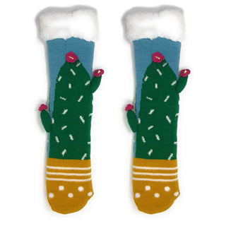 Cactus Hugs 3D Pop Sherpa Slipper Socks