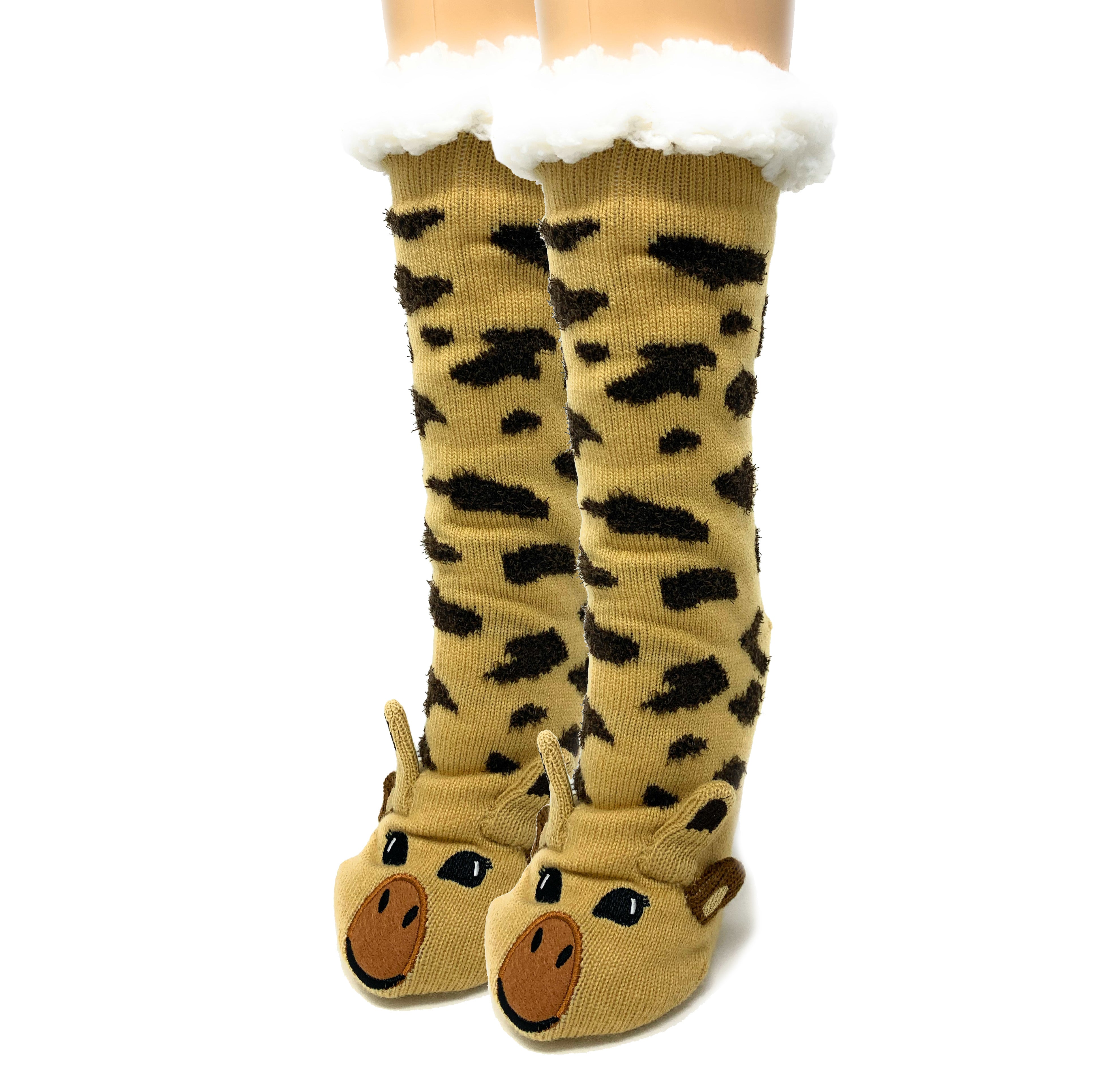 Fuzzy animal slipper socks sale