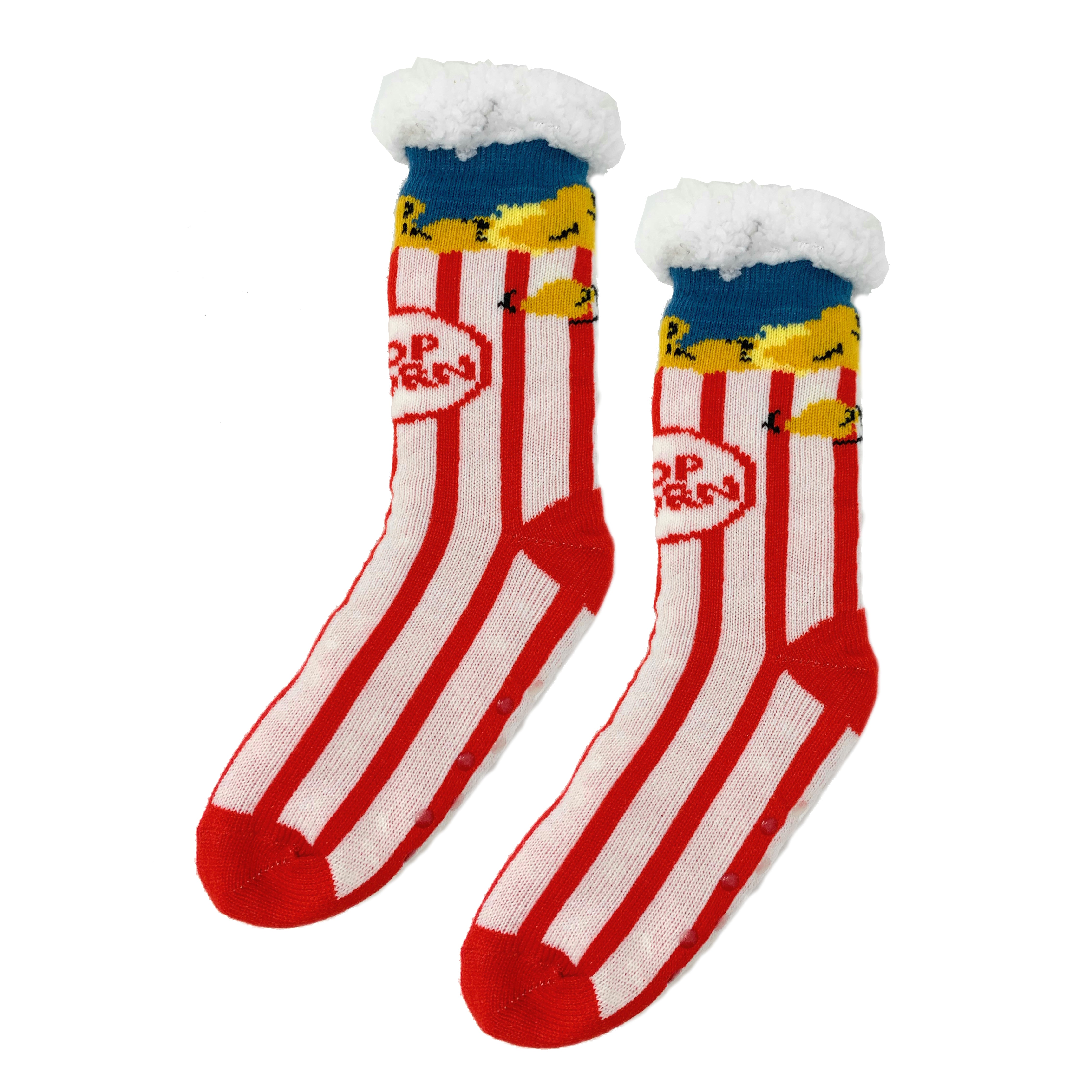 Box o' Popcorn Sherpa Slipper Socks for Women