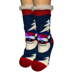 Cool Santa Lights On Sherpa Slipper Socks for Women