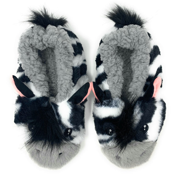 ZZ Zebra Sherpa Slippers for Kids