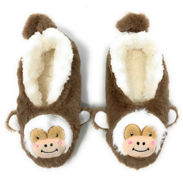 Let's Monkey Sherpa Slippers for Kids