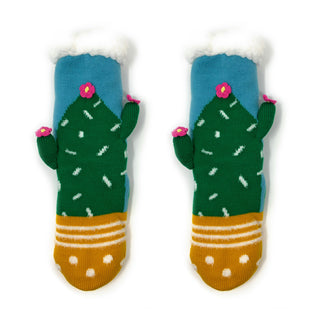 Cactus Hugs Sherpa Slipper Socks for Kids