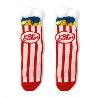 Box o' Popcorn Sherpa Slipper Socks for Kids