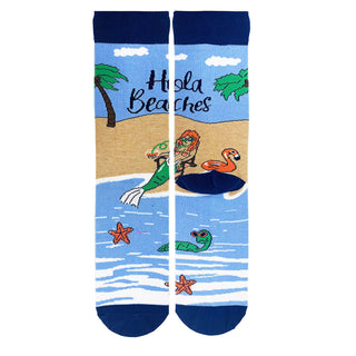 Hola Beaches Socks | Novelty Crew Socks For Mens