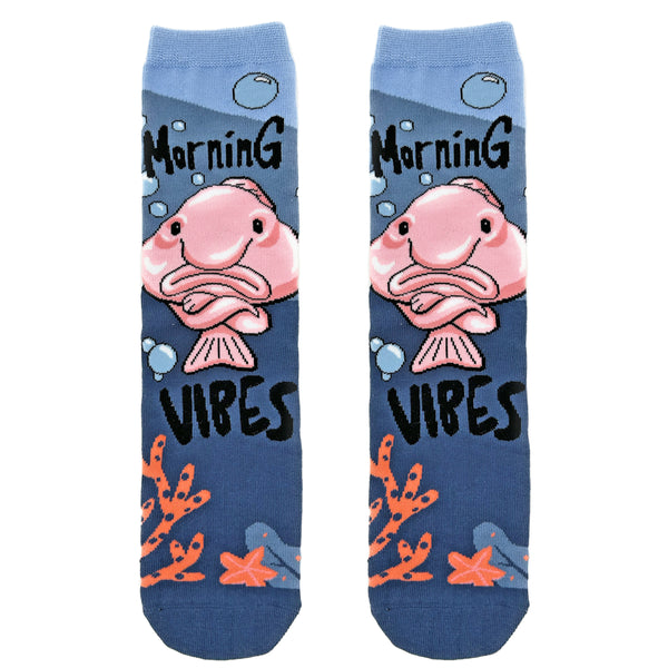 Morning Blob Vibes Socks | Funny Crew Socks for Men
