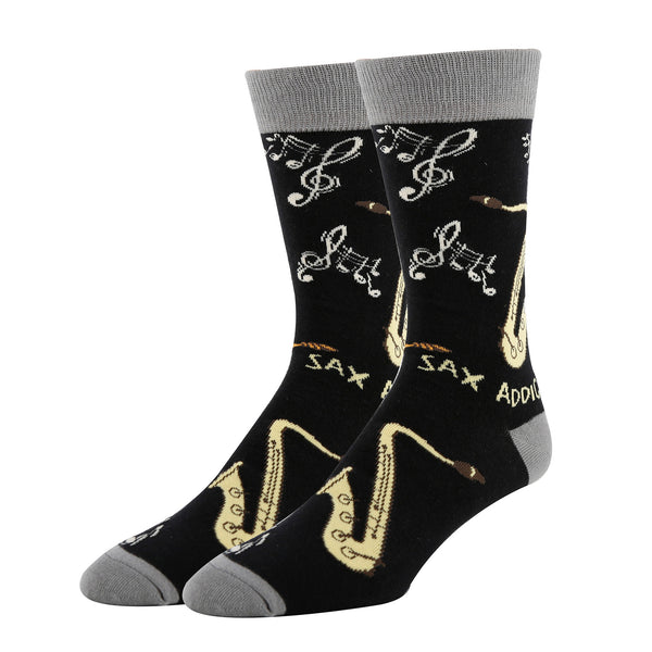 Sax Addict Socks | Funny Crew Socks for Men