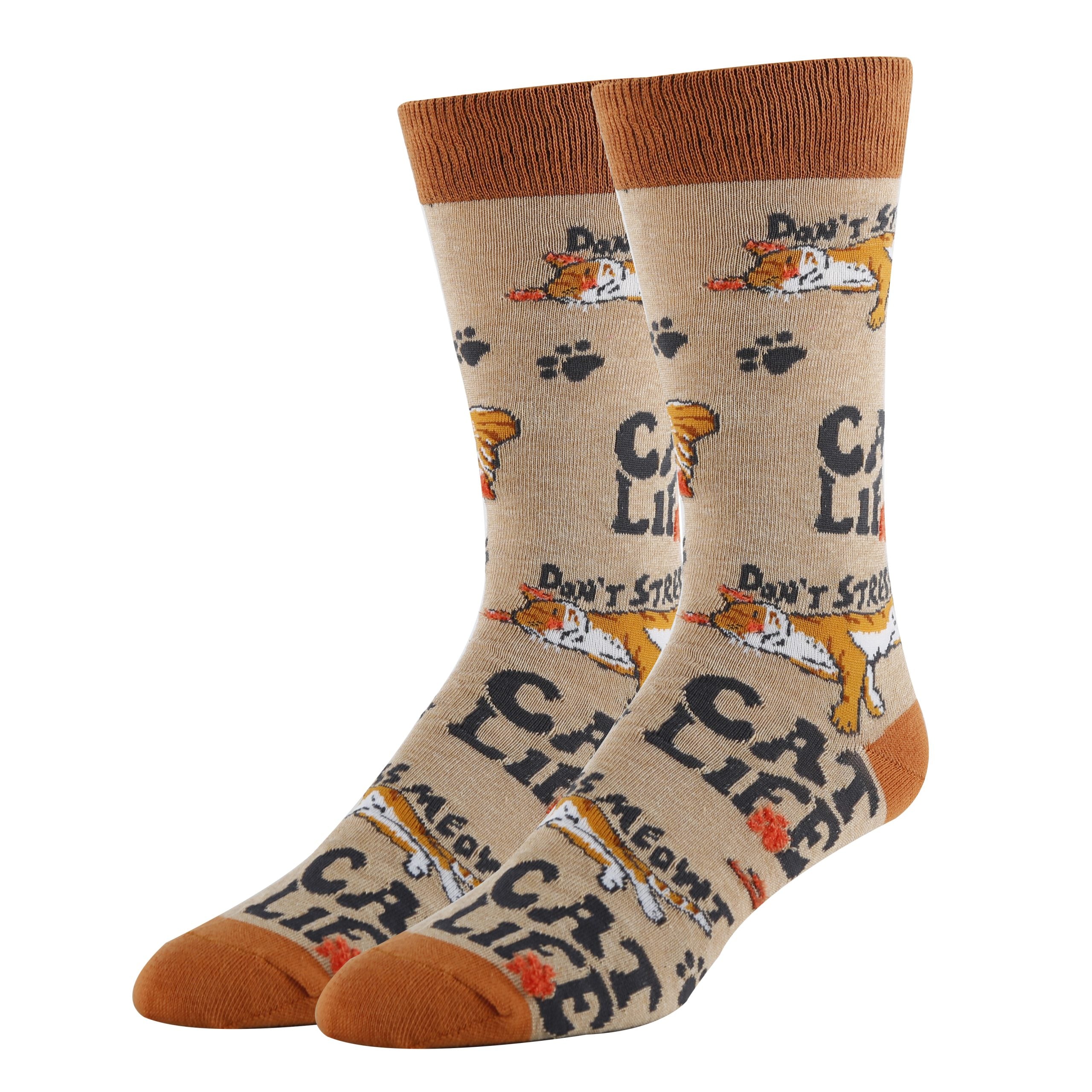 Cat Life Socks | Funny Crew Socks for Men
