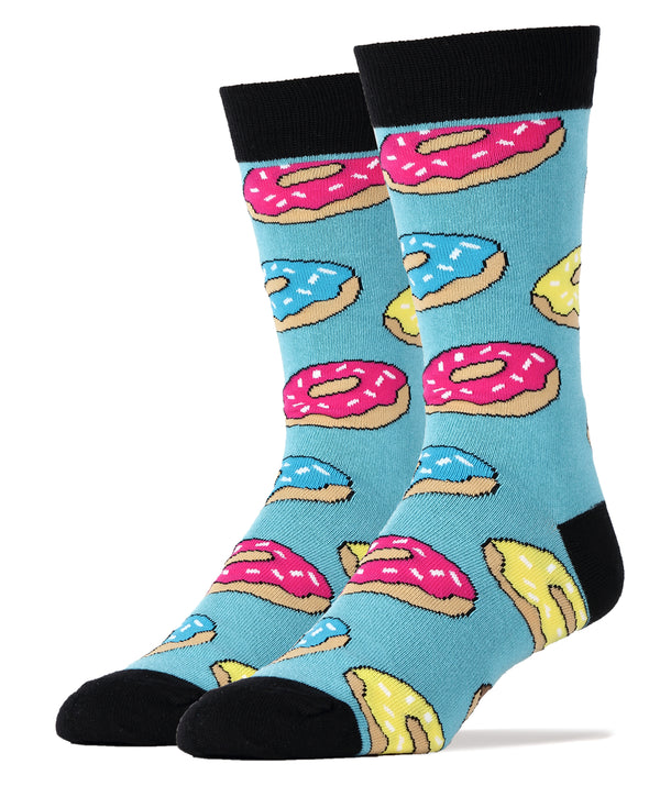 Donut Magic Blue Socks | Food Crew Socks for Men