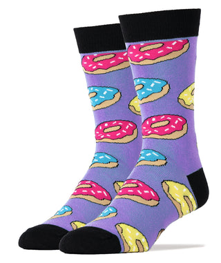 Donut Magic Purple Socks | Food Crew Socks for Men