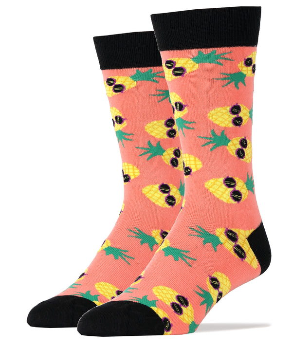 Pineapple Dude Pink Socks | Funny Socks For Men