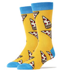 Pizza Party Yellow Socks | Food Crew Socks for Men