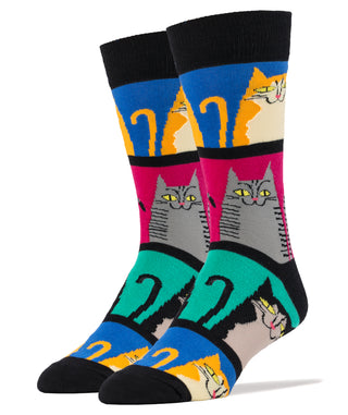 Mod Meow Socks | Animal Crew Socks For Men