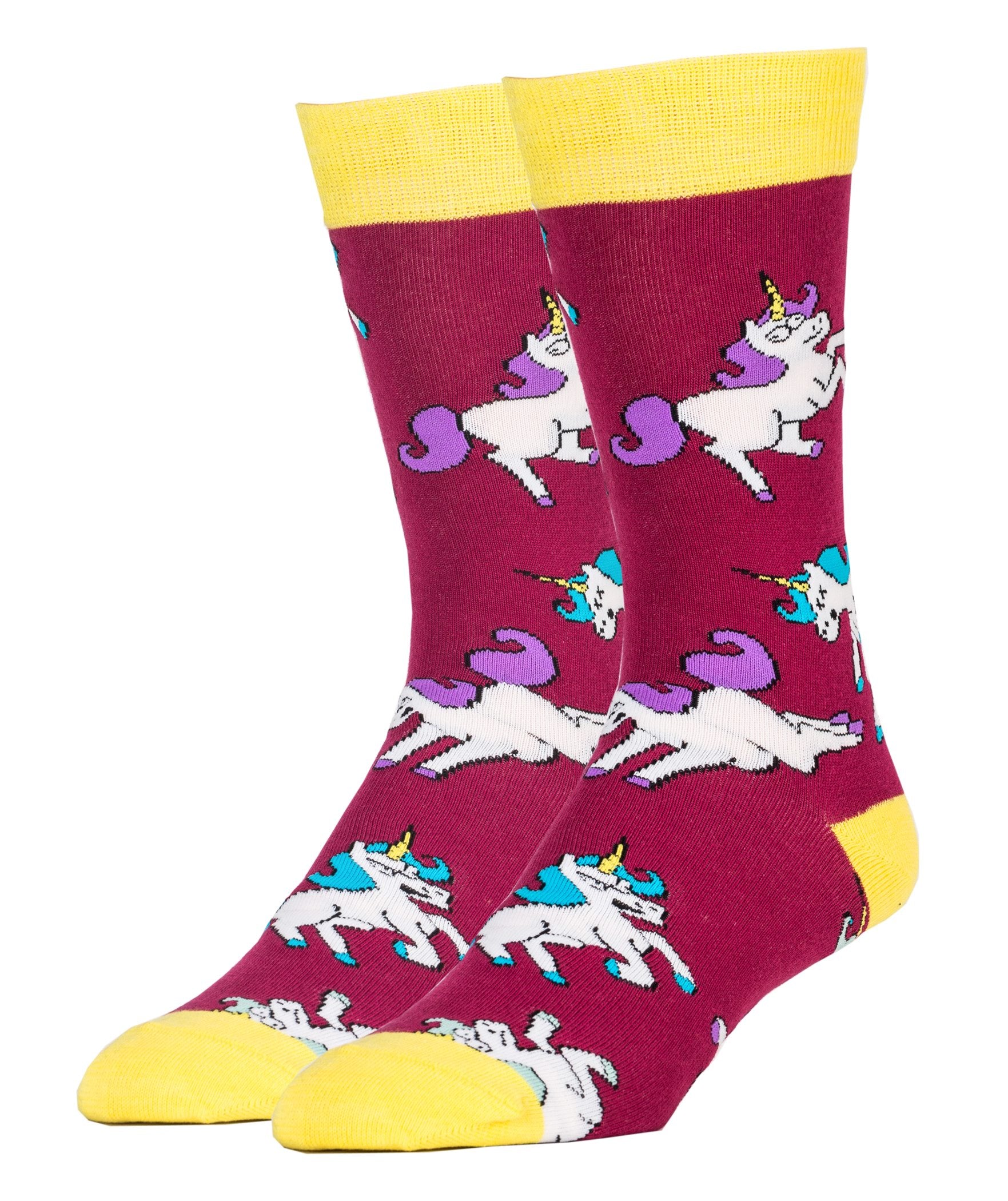 Unicorn War Socks | Novelty Crew Socks For Men