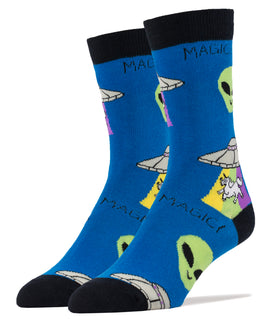Unicorn Abduction Socks | Funny Crew Socks For Men