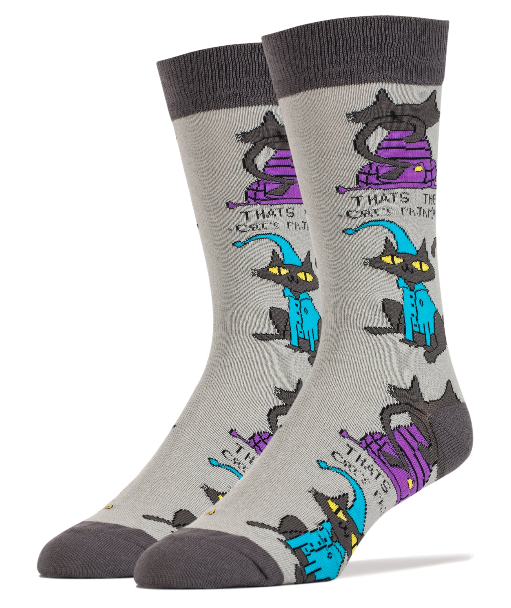 Cat Pajamas Socks | Funny Crew Socks For Men