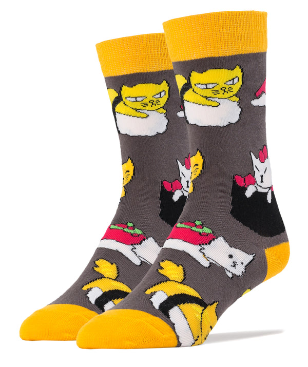 Sushi Meow Socks | Funny Crew Socks For Men