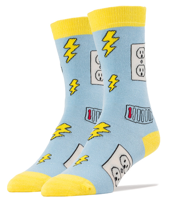 Recharge Socks | Novelty Crew Socks For Men